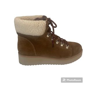 Sam Edelman Fran Faux Shearling Trim Hiking Boot Pre-Owned Barely Worn Size 8.5